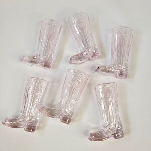 Set 6 Blush Pink Cowboy Boot Western Shot Glasses .75oz Girly Bachelorette Party